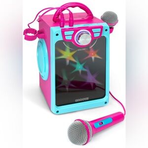 Portable Karaoke Machine for Teens - Pink Karaoke Speaker Set With 2 Microphones